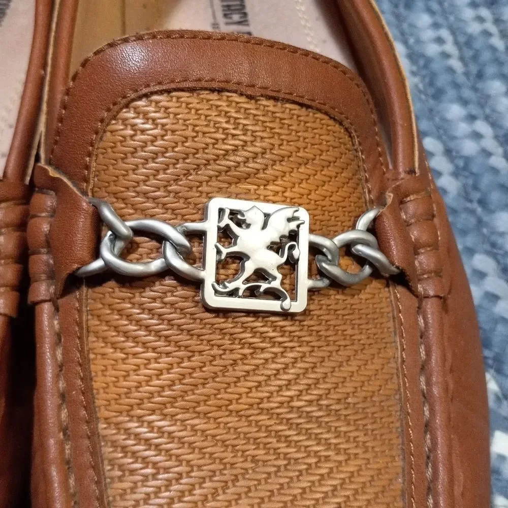 Stacy Adams CYGNET MOC TOE BIT Tan leather mens 10 dress shoe loafer hand stitch - Picture 4 of 16